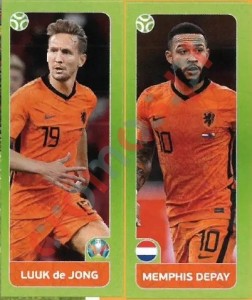 267 Luuk de Jong / Memphis Depay – UEFA Euro 2020 Tournament Edition Panini