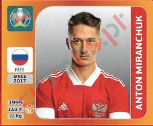 225 Anton Miranchuk – UEFA Euro 2020 Tournament Edition Panini