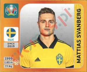561 Mattias Svanberg – UEFA Euro 2020 Tournament Edition Panini