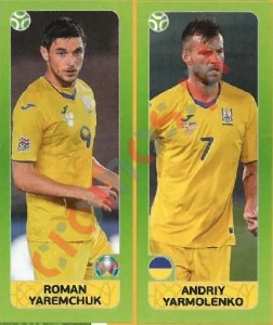 321 Roman Yaremchuk / Andriy Yarmolenko – UEFA Euro 2020 Tournament Edition Panini