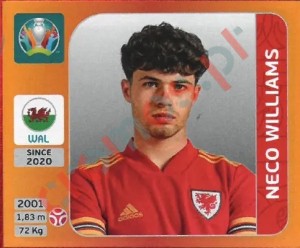 107 Neco Williams – UEFA Euro 2020 Tournament Edition Panini