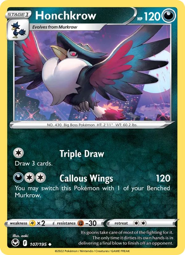 107-RH Honchkrow – Silver Tempest