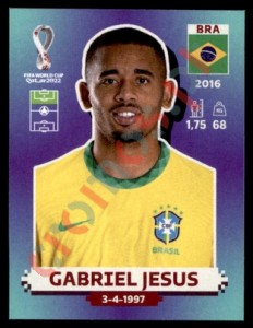 BRA16 Gabriel Jesus – FIFA World Cup Qatar 2022 Panini