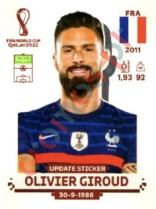 FRA15x Olivier Giroud – FIFA World Cup Qatar 2022 Panini