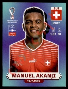 SUI5 Manuel Akanji – FIFA World Cup Qatar 2022 Panini