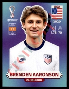USA11 Brenden Aaronson – FIFA World Cup Qatar 2022 Panini