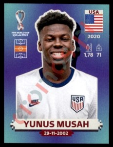 USA15 Yunus Musah – FIFA World Cup Qatar 2022 Panini