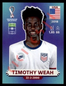 USA20 Timothy Weah – FIFA World Cup Qatar 2022 Panini
