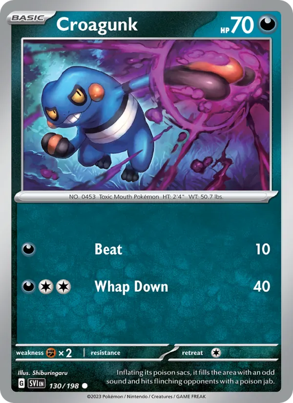 130-RH Croagunk – Scarlet & Violet