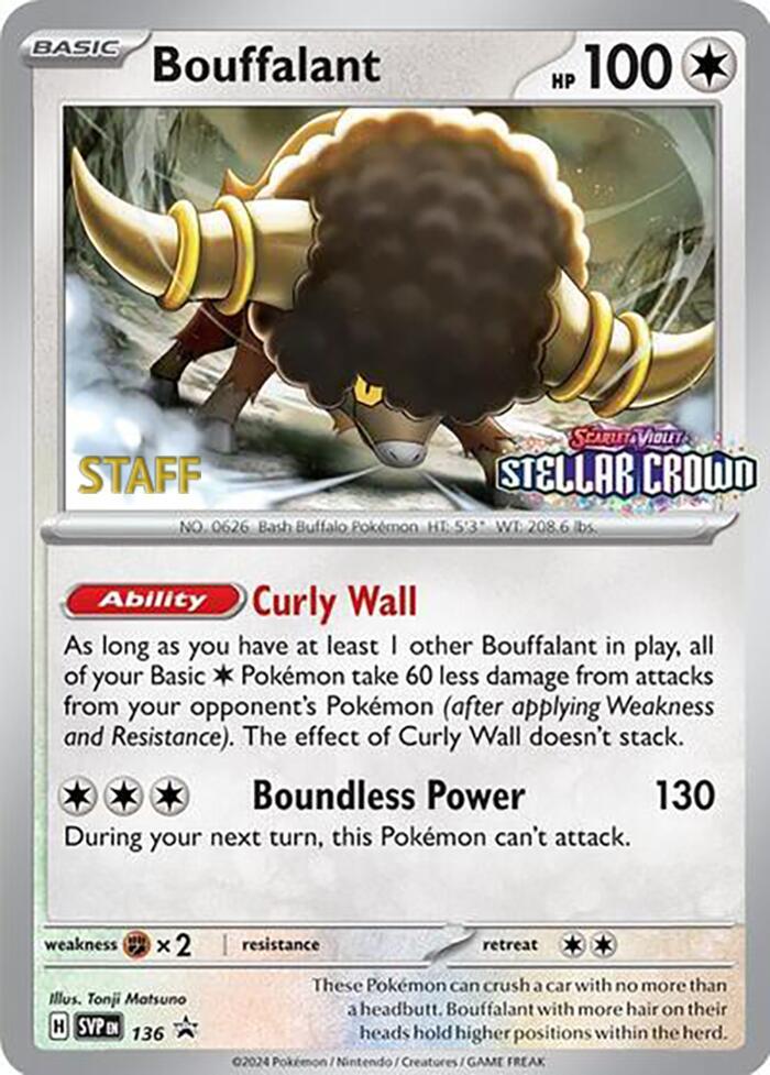 136-holo-setlogo-staff Bouffalant (Set logo stamp, Staff stamp) – SVP Black Star Promos