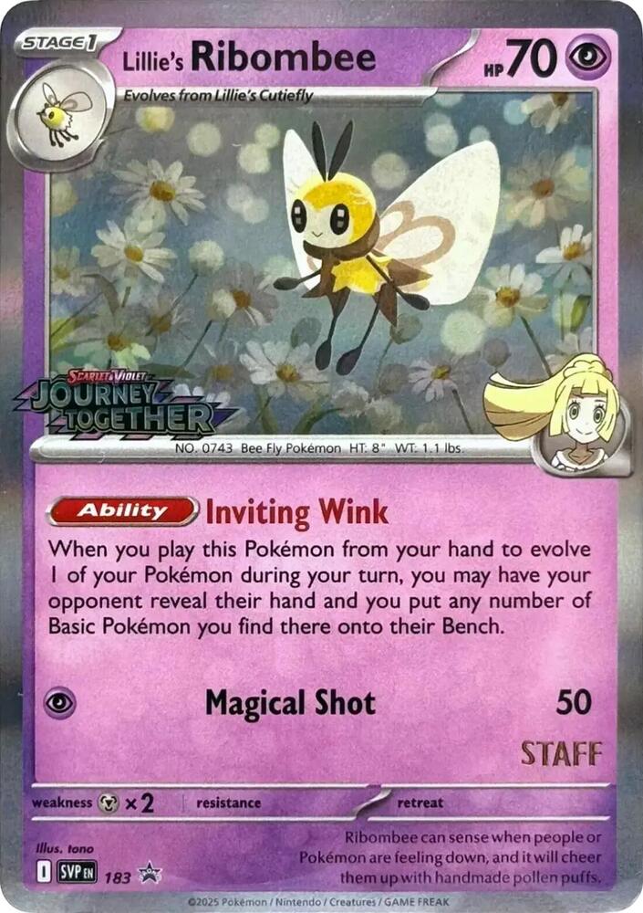 183-holo-setlogo-staff Lillie's Ribombee (Set logo stamp, Staff stamp) – SVP Black Star Promos