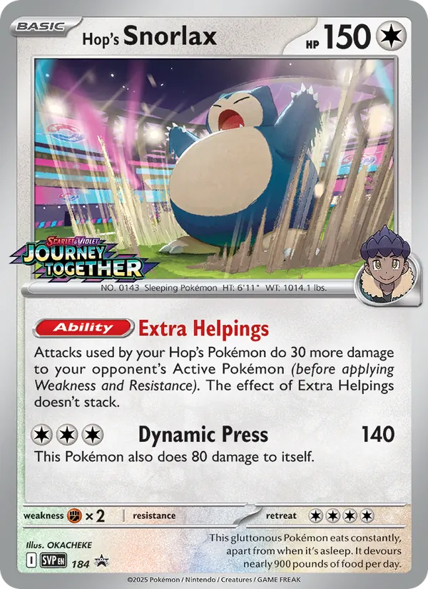 184 Hop's Snorlax – SVP Black Star Promos