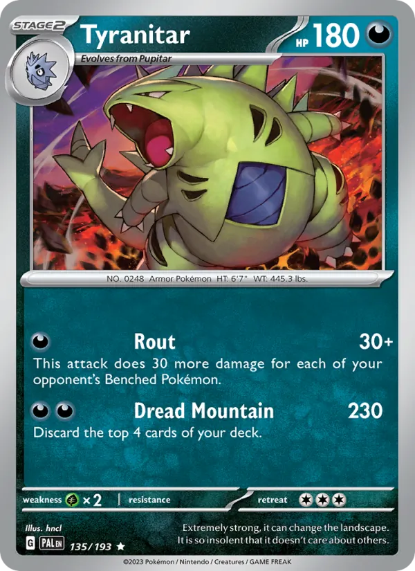 135-holo-cosmos Tyranitar (Cosmos Holo) – Paldea Evolved