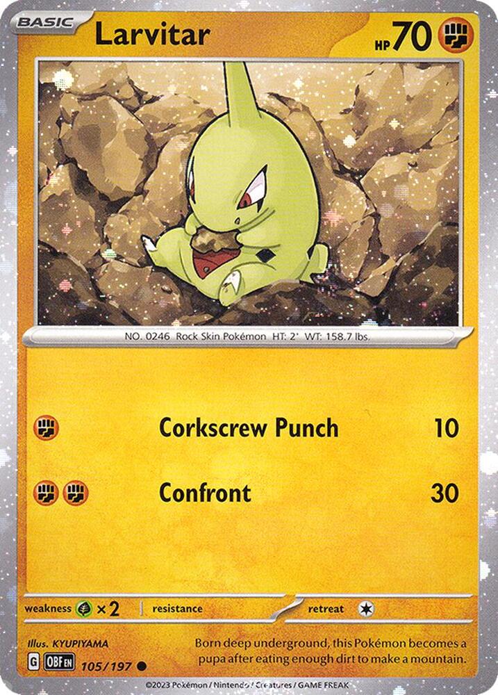 105-holo-cosmos Larvitar (Holo, Cosmos Holo) – Obsidian Flames