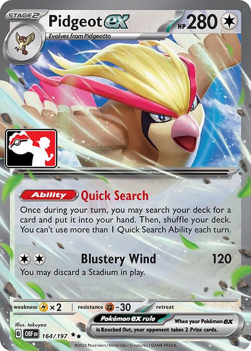 164-holo-playerrewardsprogram Pidgeot ex (Player Rewards stamp) – Obsidian Flames