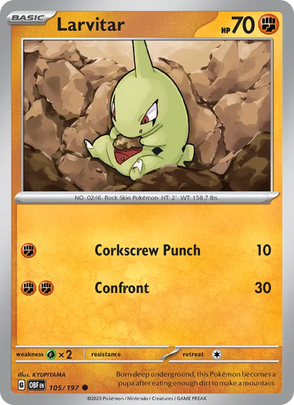 105-RH Larvitar – Obsidian Flames
