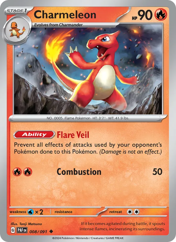 008-holo-cosmos Charmeleon (Holo, Cosmos Holo) – Paldean Fates