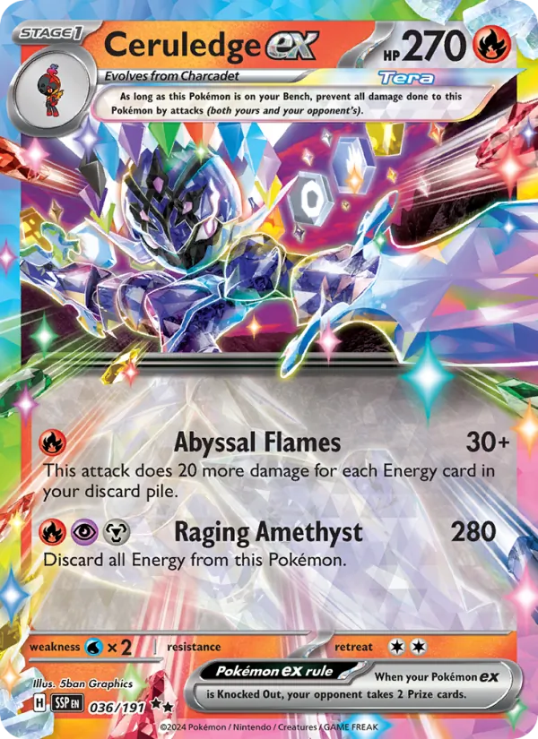 036-holo-playerrewardsprogram Ceruledge ex (Player Rewards stamp) – Surging Sparks
