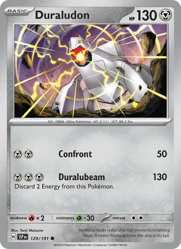 129-holo-setlogo Duraludon (Holo, Set logo stamp) – Surging Sparks
