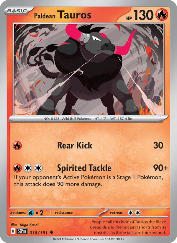 018 Paldean Tauros – Surging Sparks