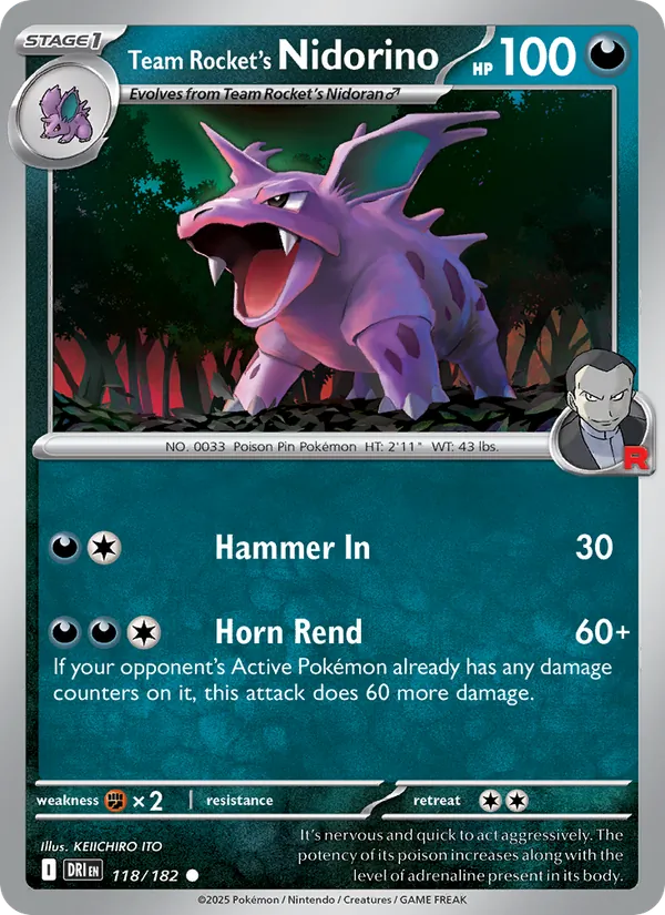 118-RH Team Rocket's Nidorino – Destined Rivals