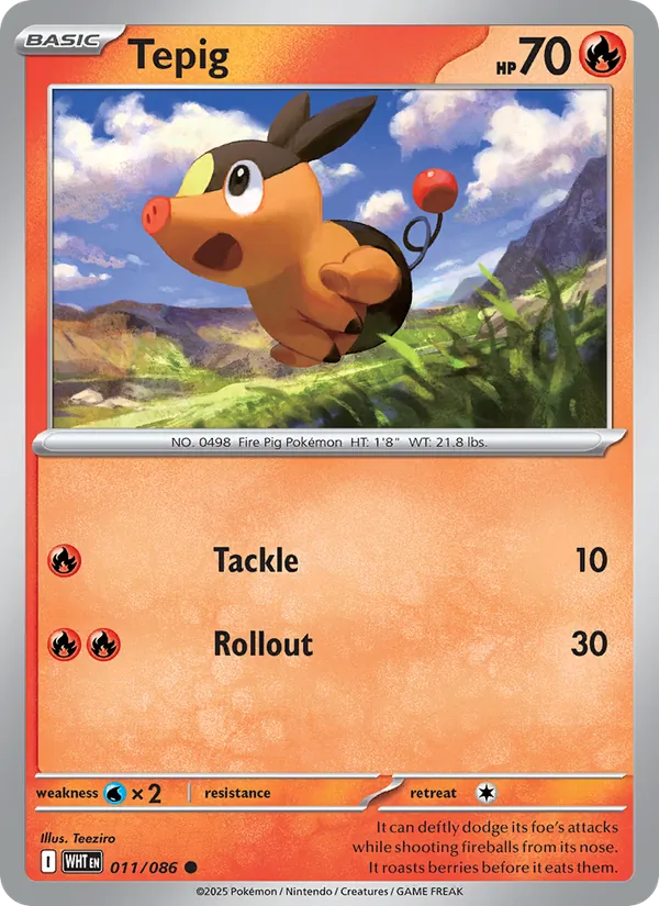 011-holo-tinsel Tepig (Holo, Tinsel Holo) – White Flare
