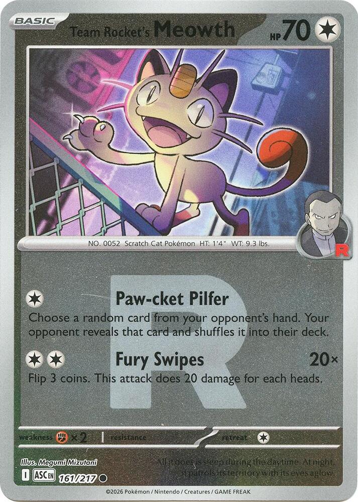 161-reverse-teamrocket Team Rocket's Meowth – Ascended Heroes