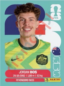 AUS6 Jordan Bos – FIFA World Cup 2026 Panini