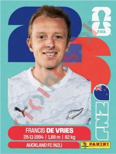 NZL8 Francis de Vries – FIFA World Cup 2026 Panini