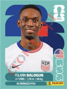 USA20 Folarin Balogun – FIFA World Cup 2026 Panini