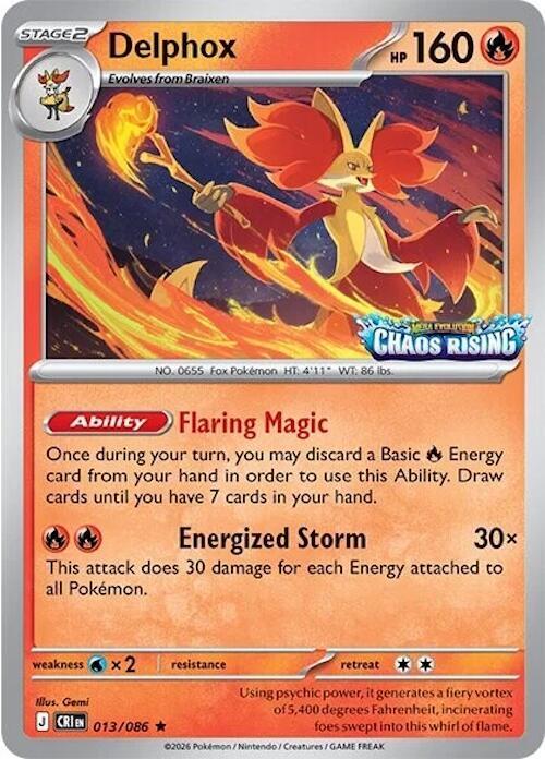 013-holo-setlogo Delphox (Set logo stamp) – Chaos Rising