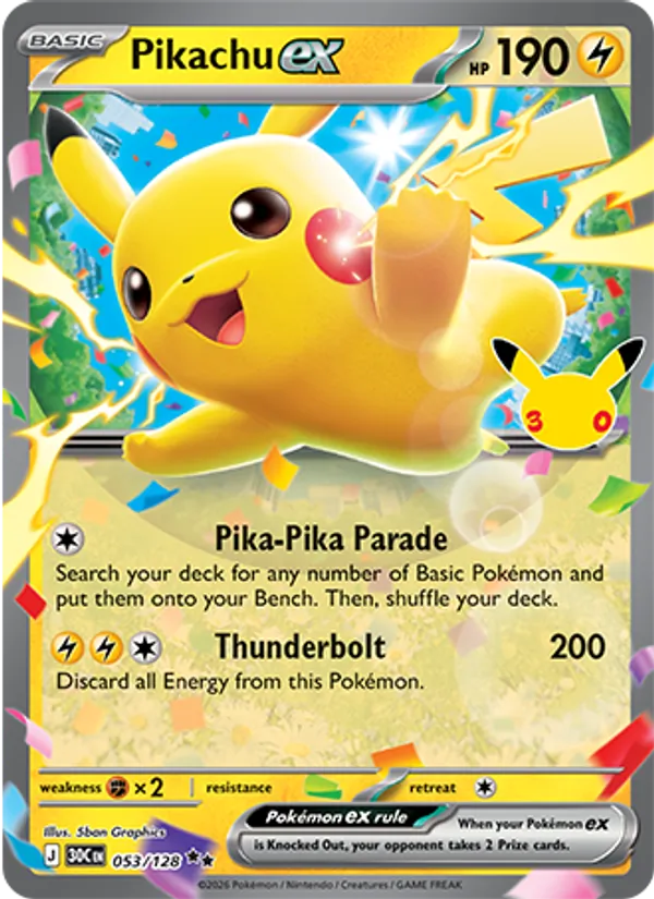 053 Pikachu ex – 30th Celebration