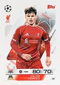 16 Milos Kerkez – Match Attax 2025-2026 Topps