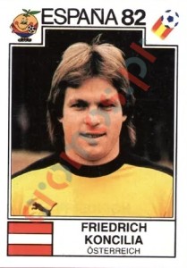 145 Friedrich Koncilia – FIFA World Cup Spain 1982 Panini