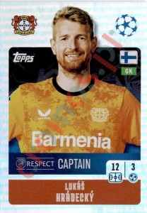 101 Lukáš Hrádecký (Captain) – UEFA Champions League 2024-2025 Topps