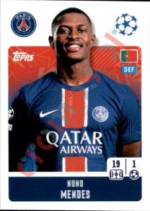 287 Nuno Mendes – UEFA Champions League 2024-2025 Topps