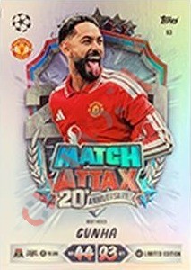 63 Matheus Cunha – Topps UEFA Champions League & Europa League 2026-2027. Match Attax