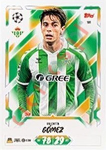 191 Valentín Gómez – Topps UEFA Champions League & Europa League 2026-2027. Match Attax